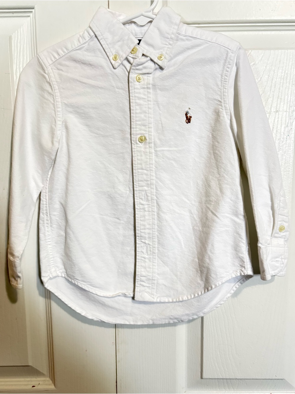 Ralph Lauren White Button-Down Oxford Shirt with Embroidered Pony